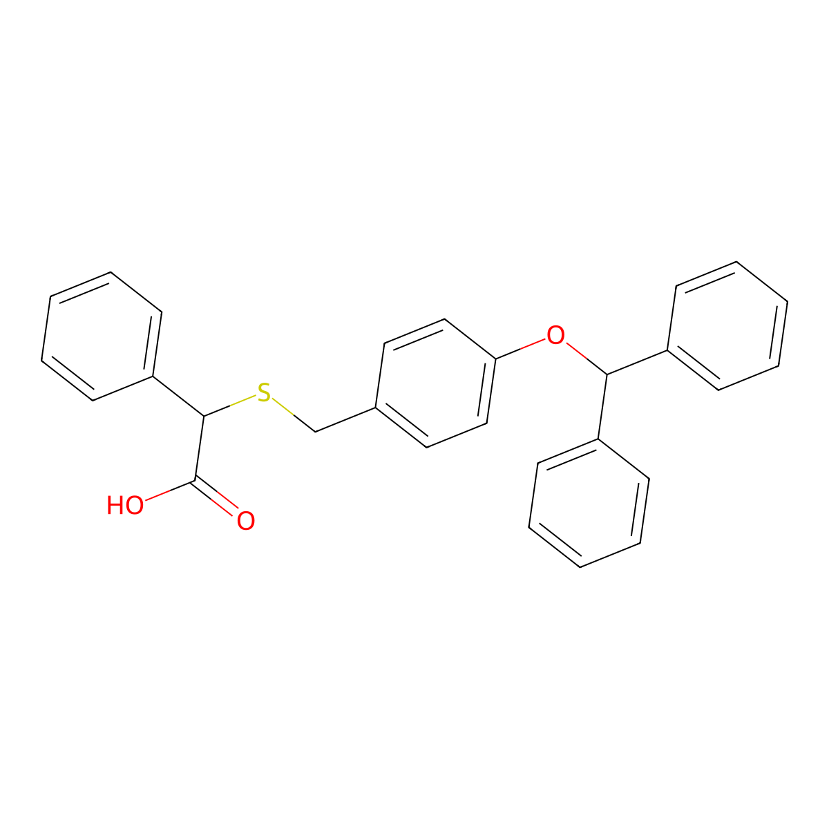 2-({[4-(Diphenylmethoxy)phenyl]methyl}sulfanyl)-2-phenylacetic acid molecular structure, CAS 1253528-22-1