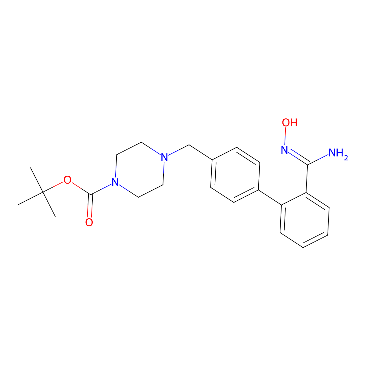 tert-butyl 4-[(4-{2-[(Z)-N'-hydroxycarbamimidoyl]phenyl}phenyl)methyl]piperazine-1-carboxylate molecular structure, CAS 1253528-84-5