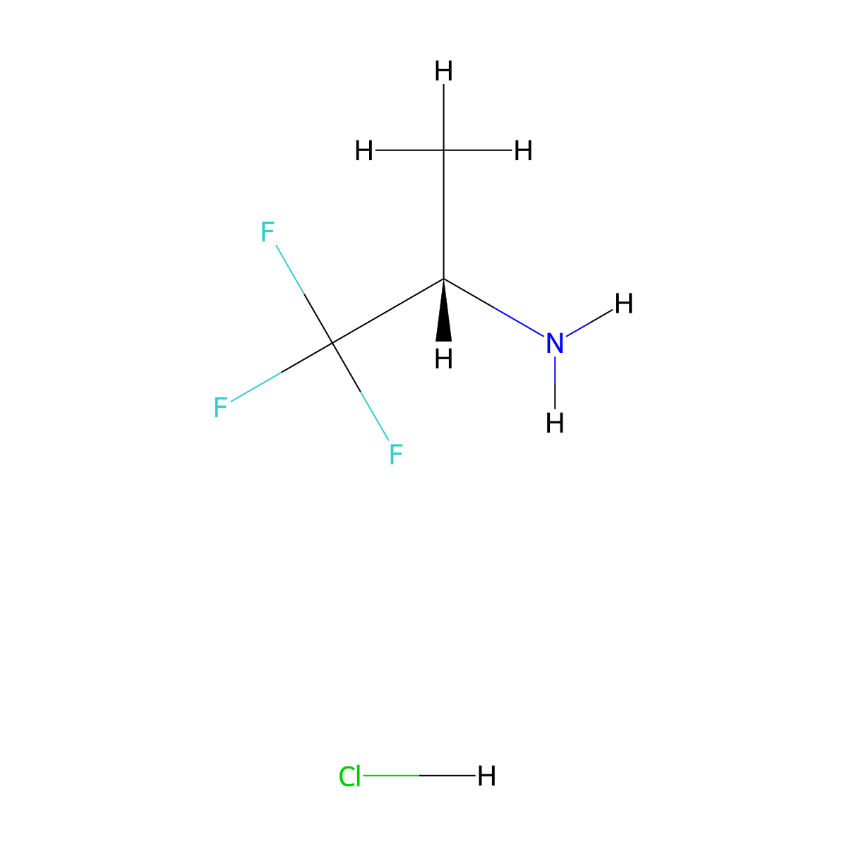 2-Propanamine, 1,1,1-trifluoro-, hydrochloride (1:1), (2S)- molecular structure, CAS 125353-44-8