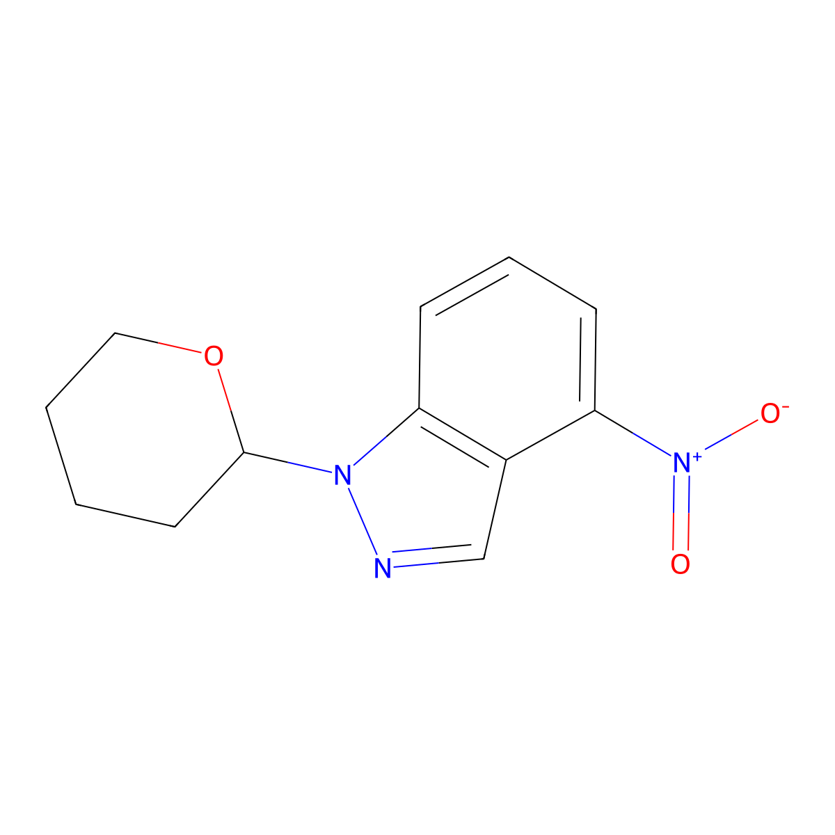 4-nitro-1-(tetrahydro-2H-pyran-2-yl)-1H-indazole molecular structure, CAS 1253568-66-9