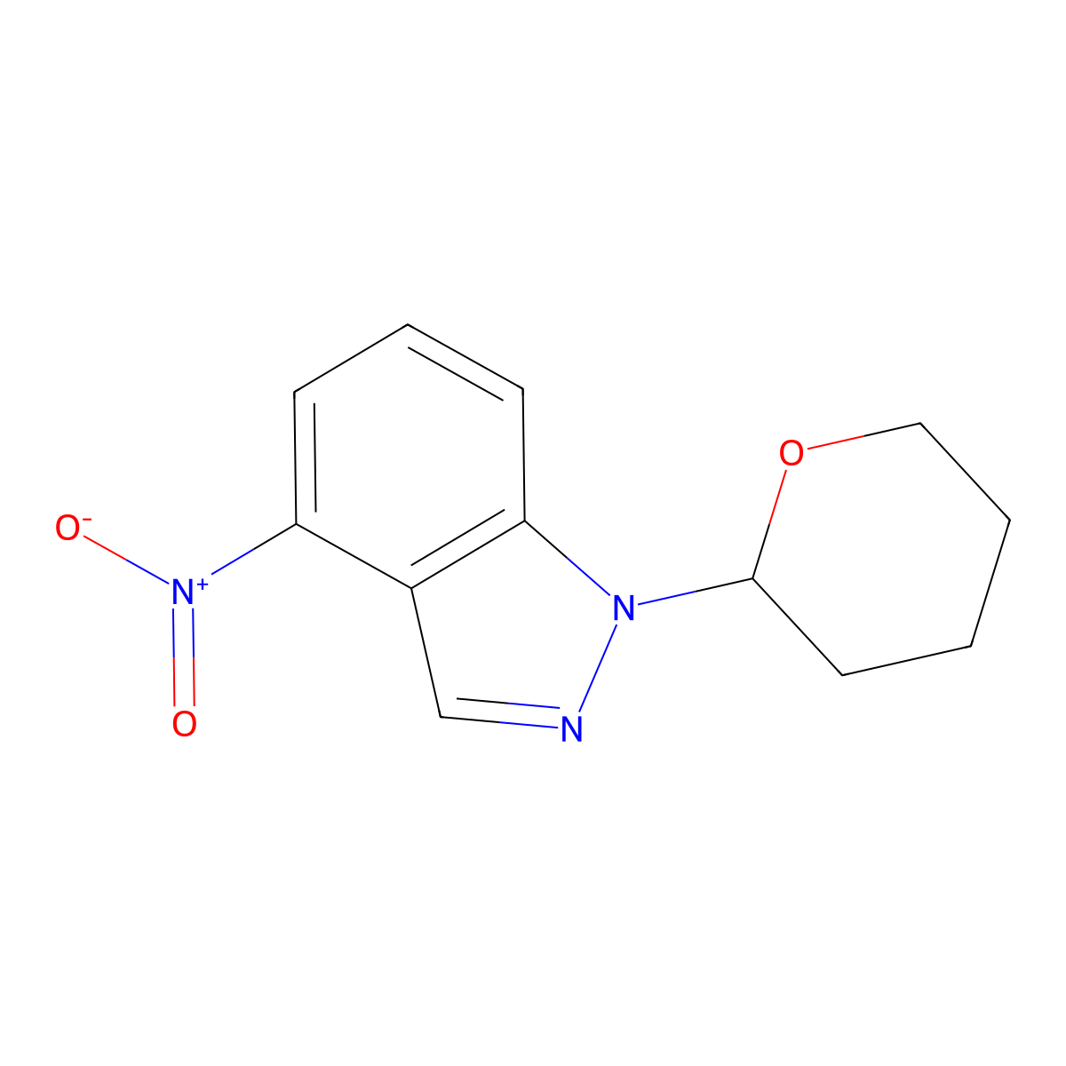 4-nitro-1-(tetrahydro-2H-pyran-2-yl)-1H-indazole molecular structure, CAS 1253568-66-9