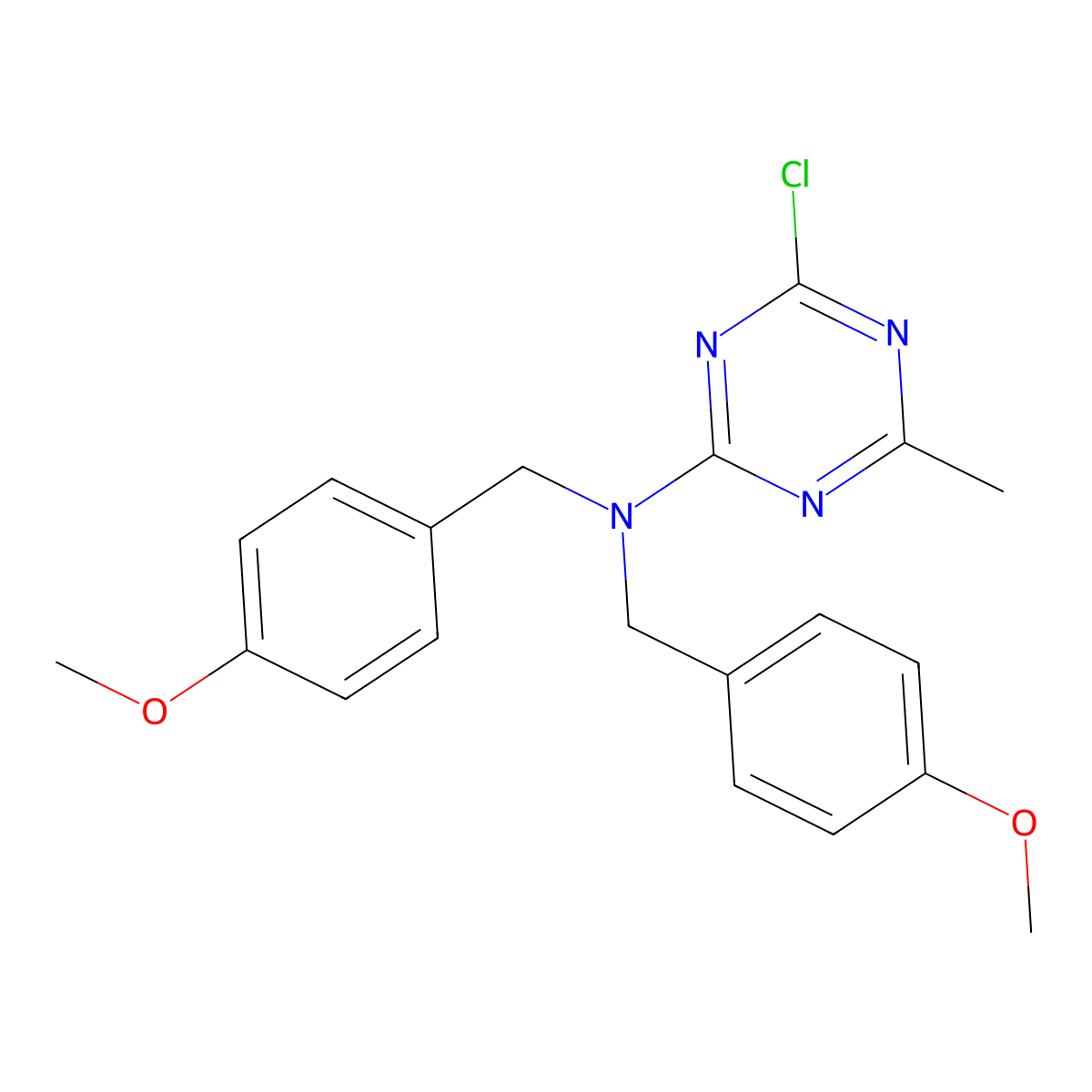 4-chloro-N,N-bis(4-methoxybenzyl)-6-methyl-1,3,5-triazin-2-amine molecular structure, CAS 1253569-14-0