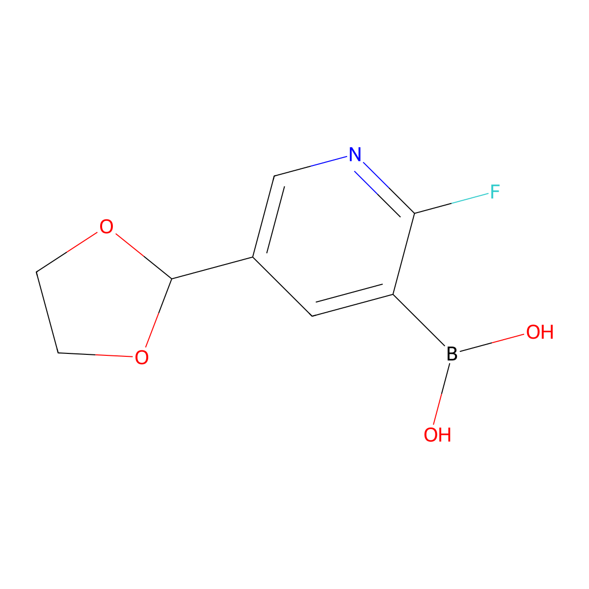 5-(1,3-Dioxolan-2-yl)-2-fluoropyridin-3-ylboronic acid molecular structure, CAS 1253569-20-8