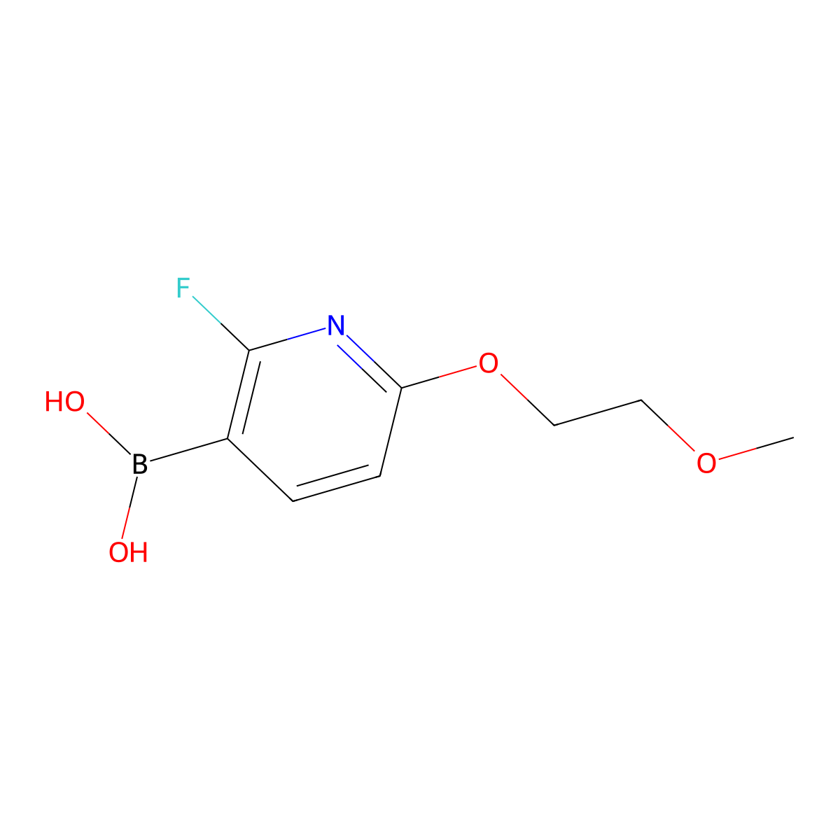 (2-Fluoro-6-(2-methoxyethoxy)pyridin-3-yl)boronic acid molecular structure, CAS 1253575-61-9
