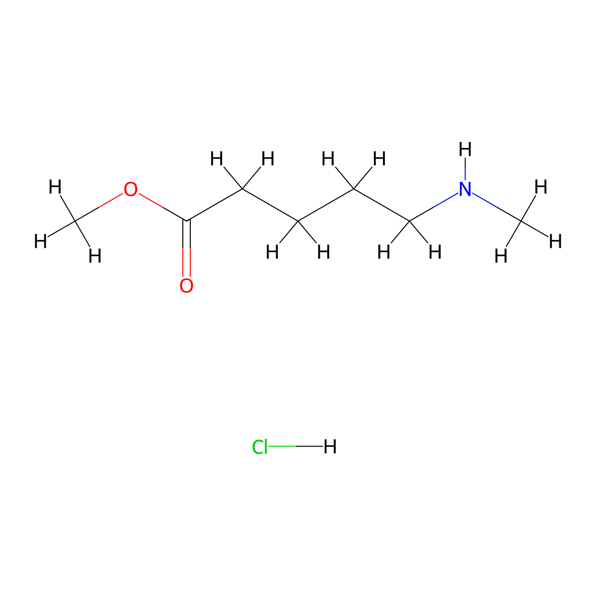 Methyl 5-(methylamino)pentanoate hydrochloride molecular structure, CAS 1253582-24-9
