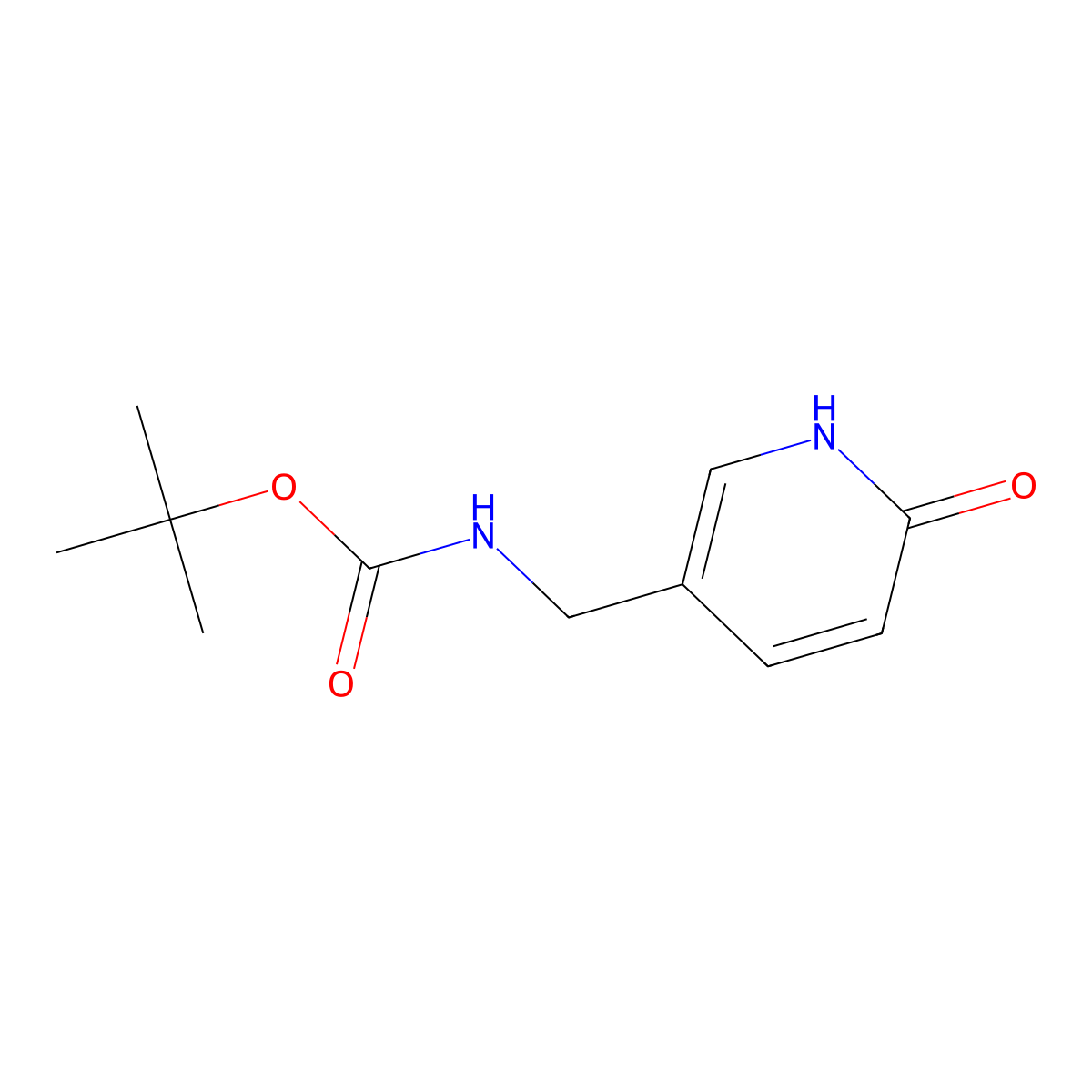 Carbamic acid, N-[(1,6-dihydro-6-oxo-3-pyridinyl)methyl]-, 1,1-dimethylethyl ester molecular structure, CAS 1253654-25-9