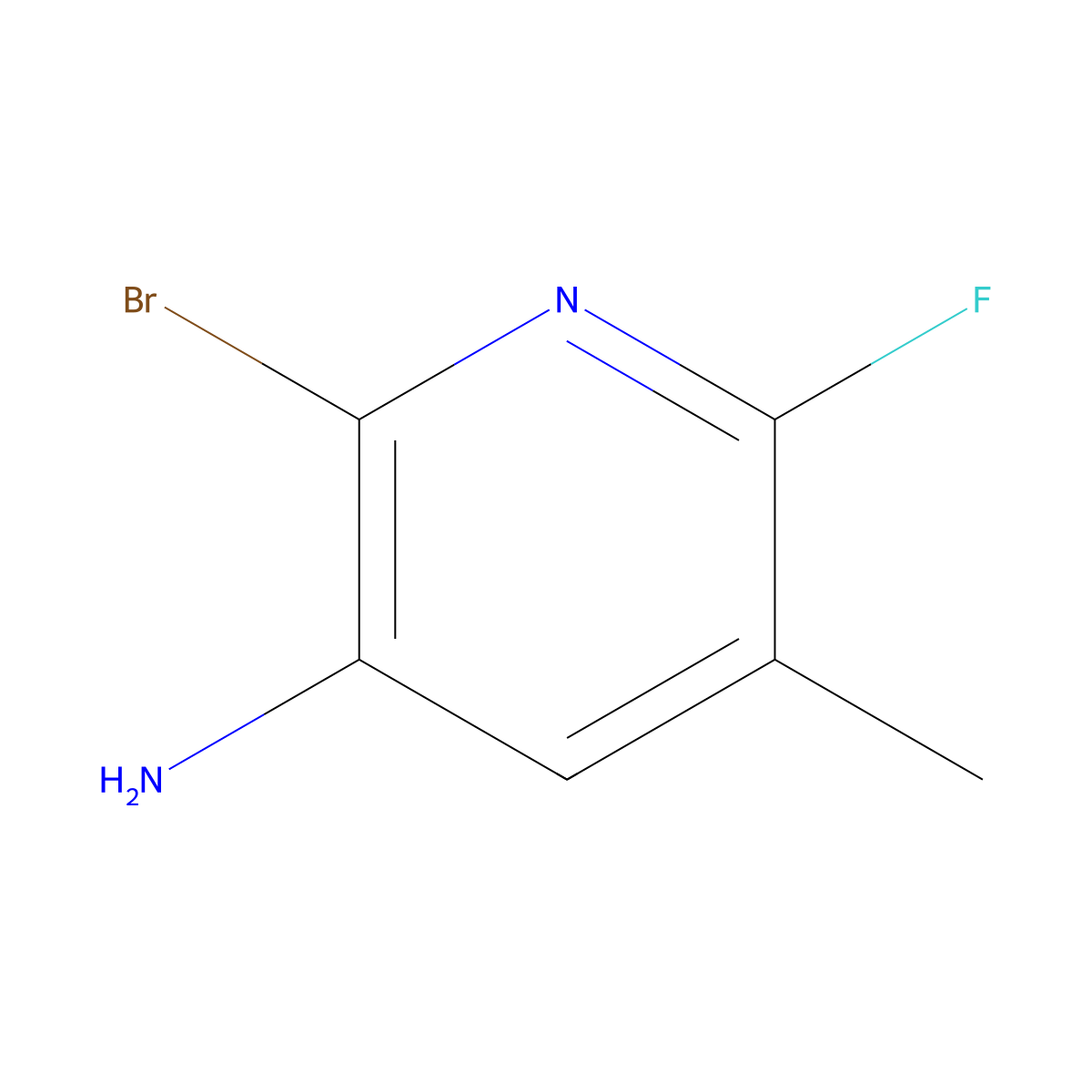 2-Bromo-6-fluoro-5-methylpyridin-3-amine molecular structure, CAS 1253654-77-1