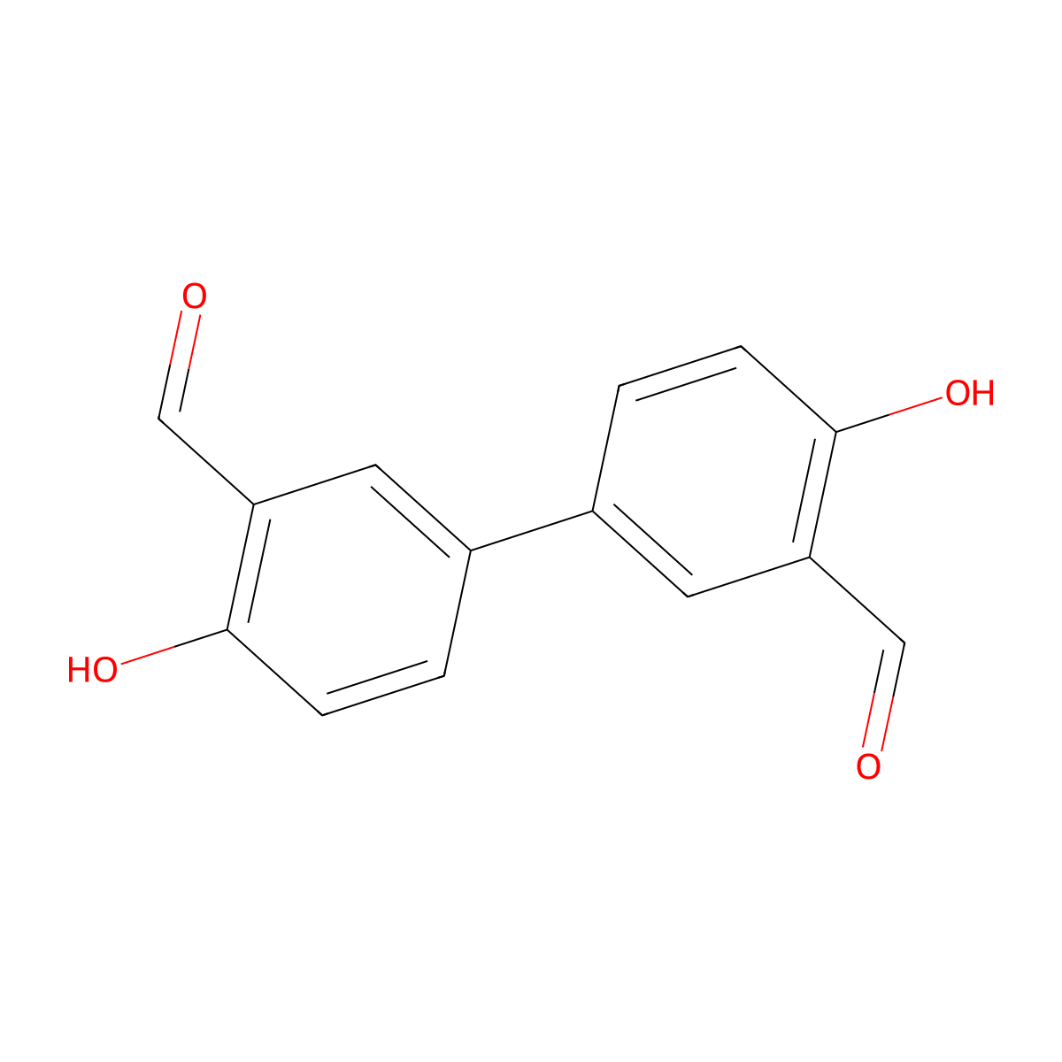 4,4'-Dihydroxy-[1,1'-biphenyl]-3,3'-dicarbaldehyde molecular structure, CAS 125366-78-1