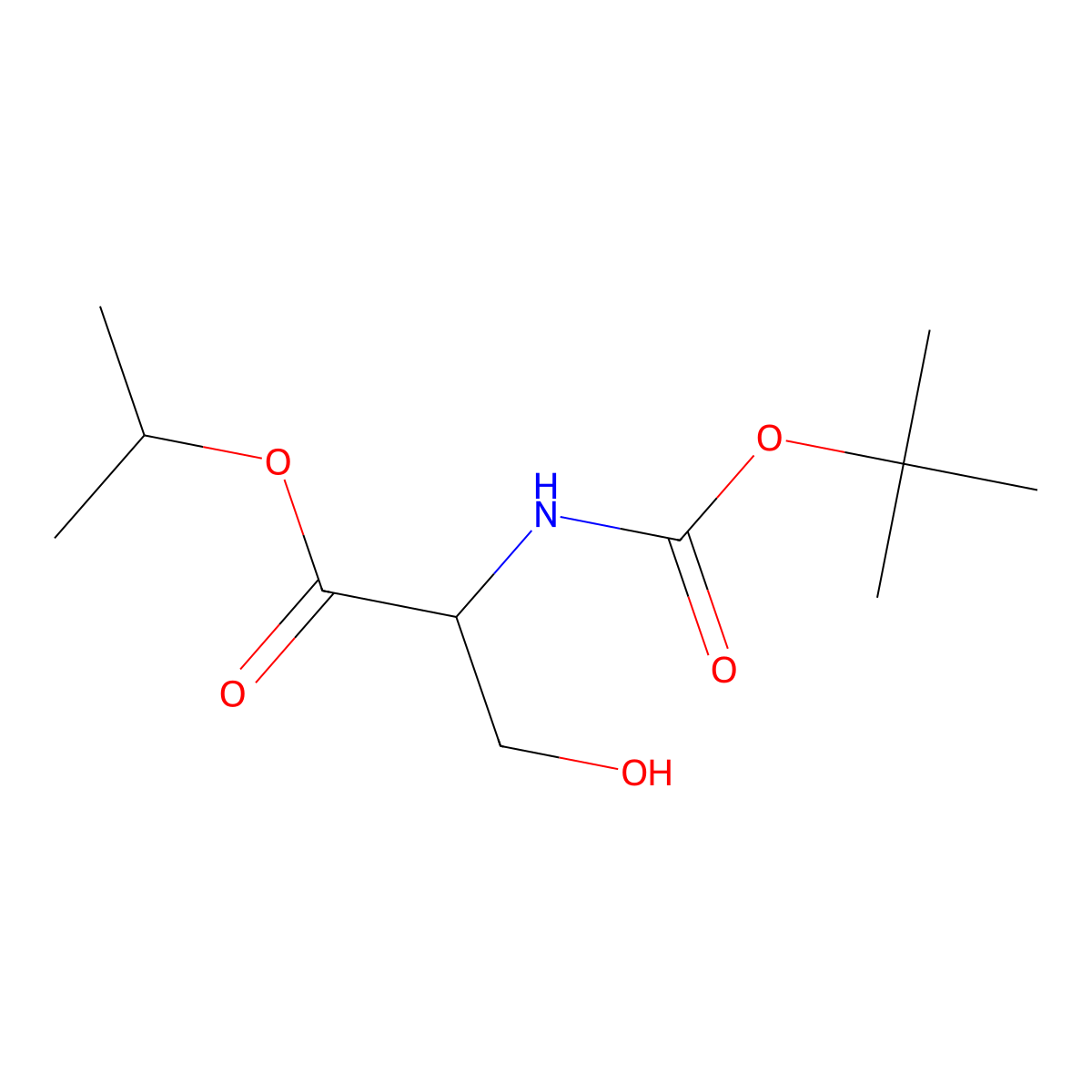 (R)-Isopropyl 2-((tert-butoxycarbonyl)amino)-3-hydroxypropanoate molecular structure, CAS 1253690-13-9