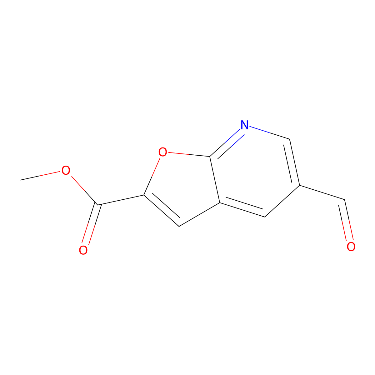 Furo[2,3-b]pyridine-2-carboxylic acid, 5-formyl-, methyl ester molecular structure, CAS 1253696-29-5