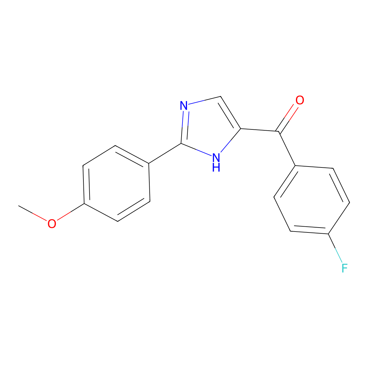 (4-Fluorophenyl)(2-(4-methoxyphenyl)-1H-imidazol-4-yl)methanone molecular structure, CAS 1253697-49-2