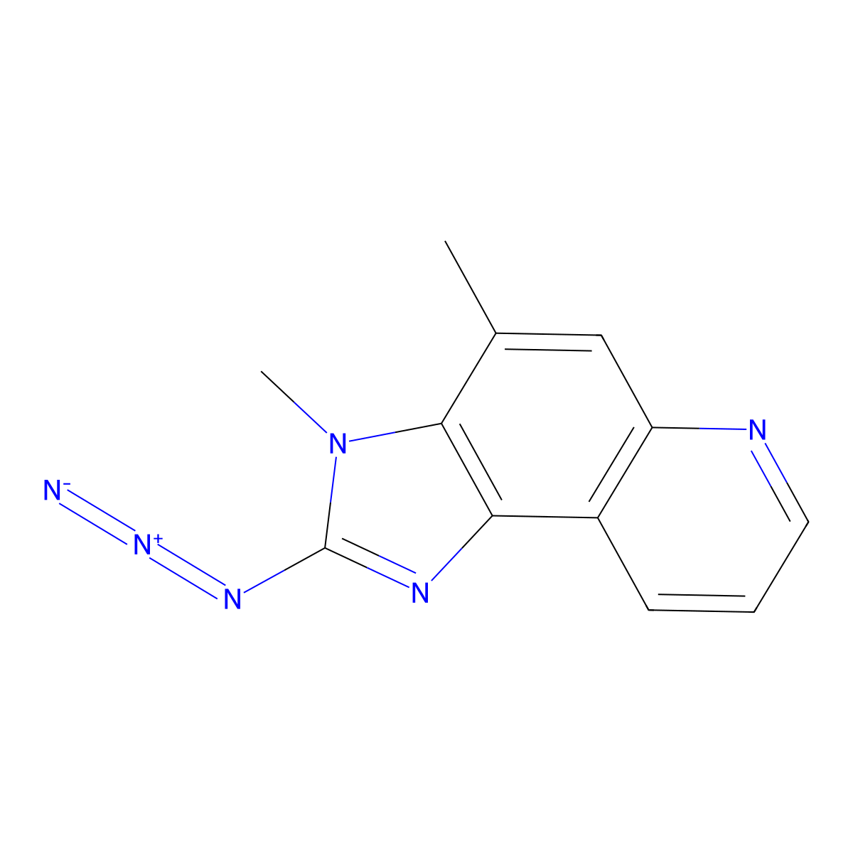 2-Azido-3,4-dimethylimidazo(4,5-f)quinoline molecular structure, CAS 125372-29-4