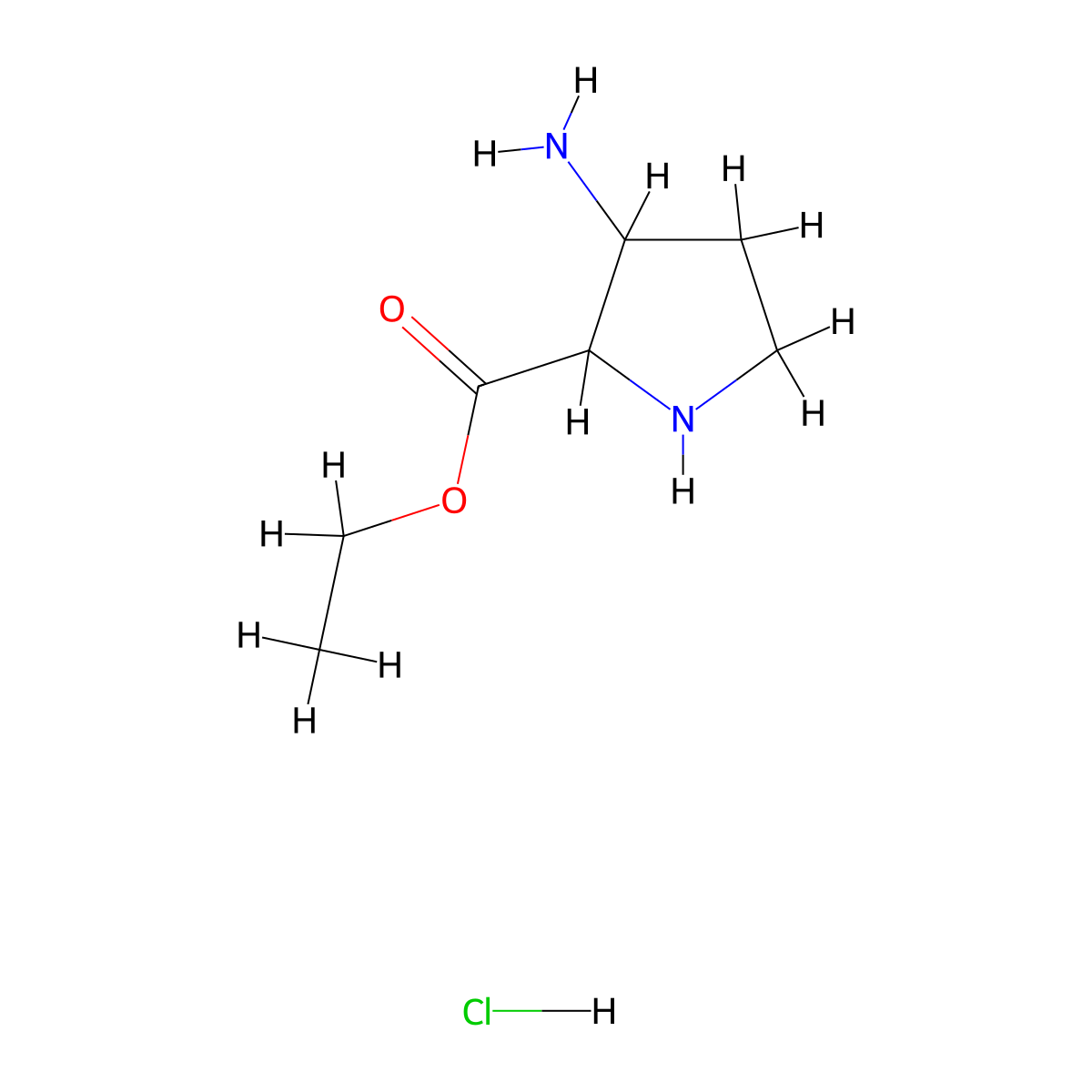 Ethyl 3-aminopyrrolidine-2-carboxylate hydrochloride molecular structure, CAS 1253789-09-1