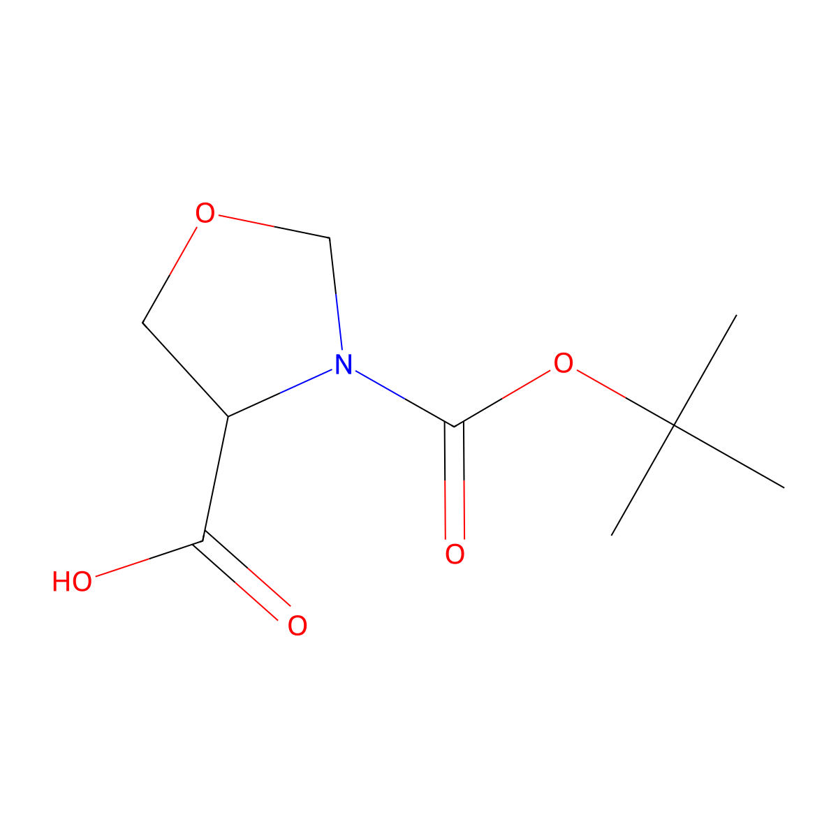 3-(tert-Butoxycarbonyl)oxazolidine-4-carboxylic acid molecular structure, CAS 1253789-16-0