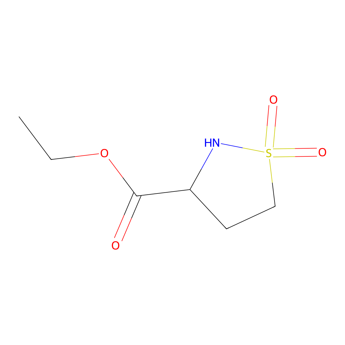 Ethyl 1,1-dioxo-isothiazolidine-3-carboxylate molecular structure, CAS 1253789-57-9