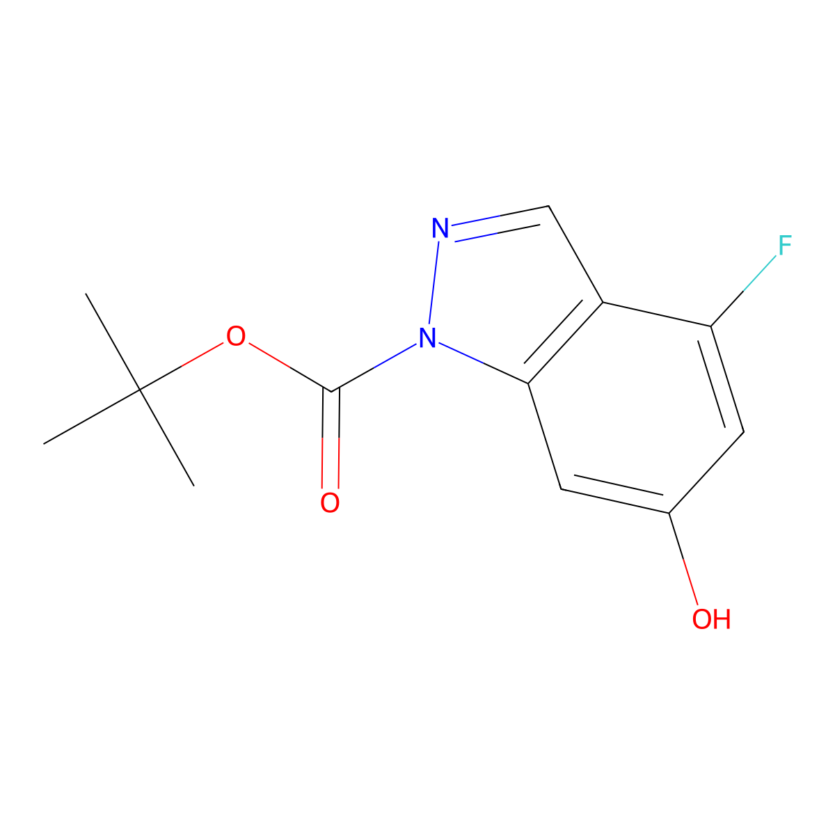 tert-Butyl 4-fluoro-6-hydroxy-1H-indazole-1-carboxylate molecular structure, CAS 1253789-61-5