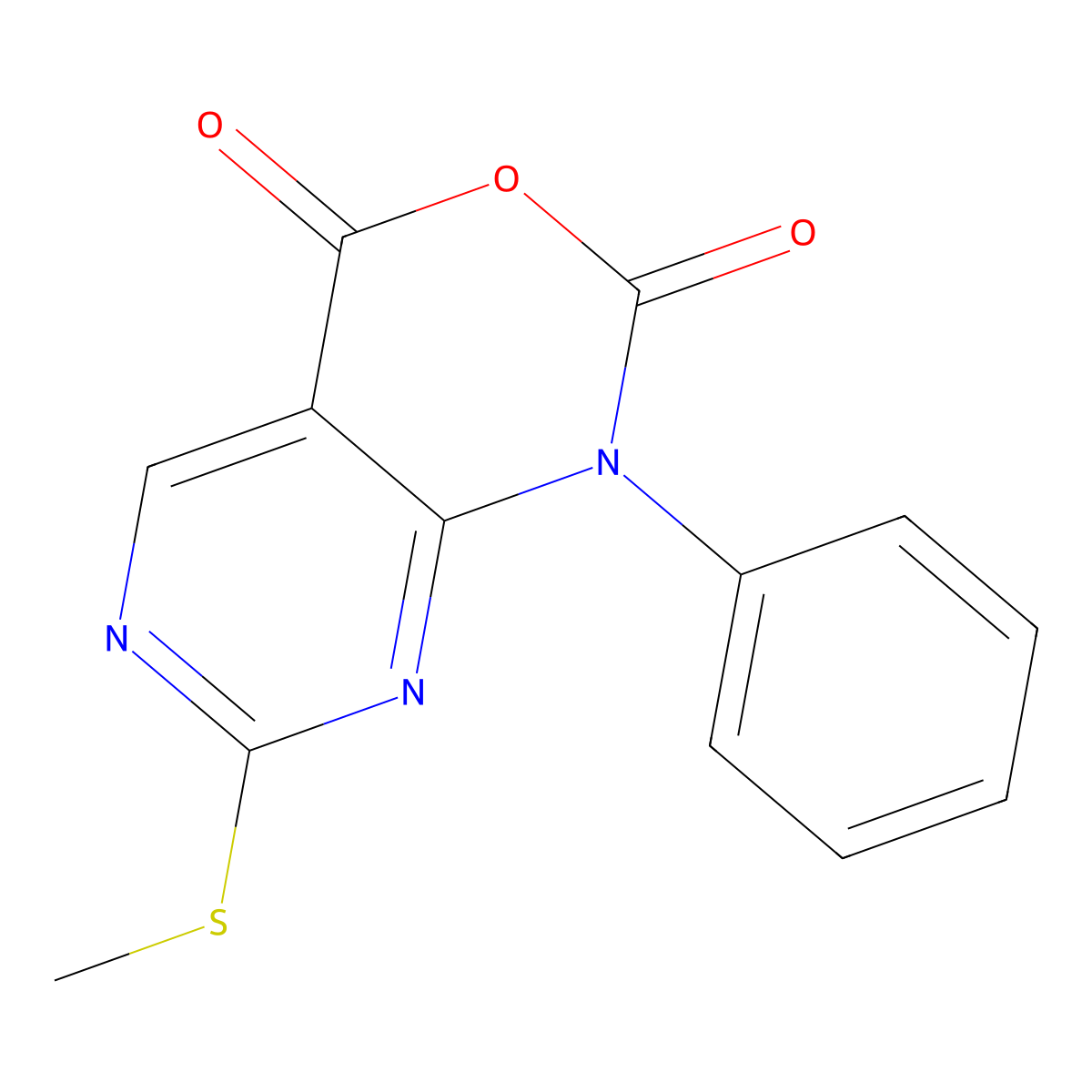 7-(Methylthio)-1-phenyl-1H-pyrimido[4,5-D][1,3]oxazine-2,4-dione molecular structure, CAS 1253789-66-0