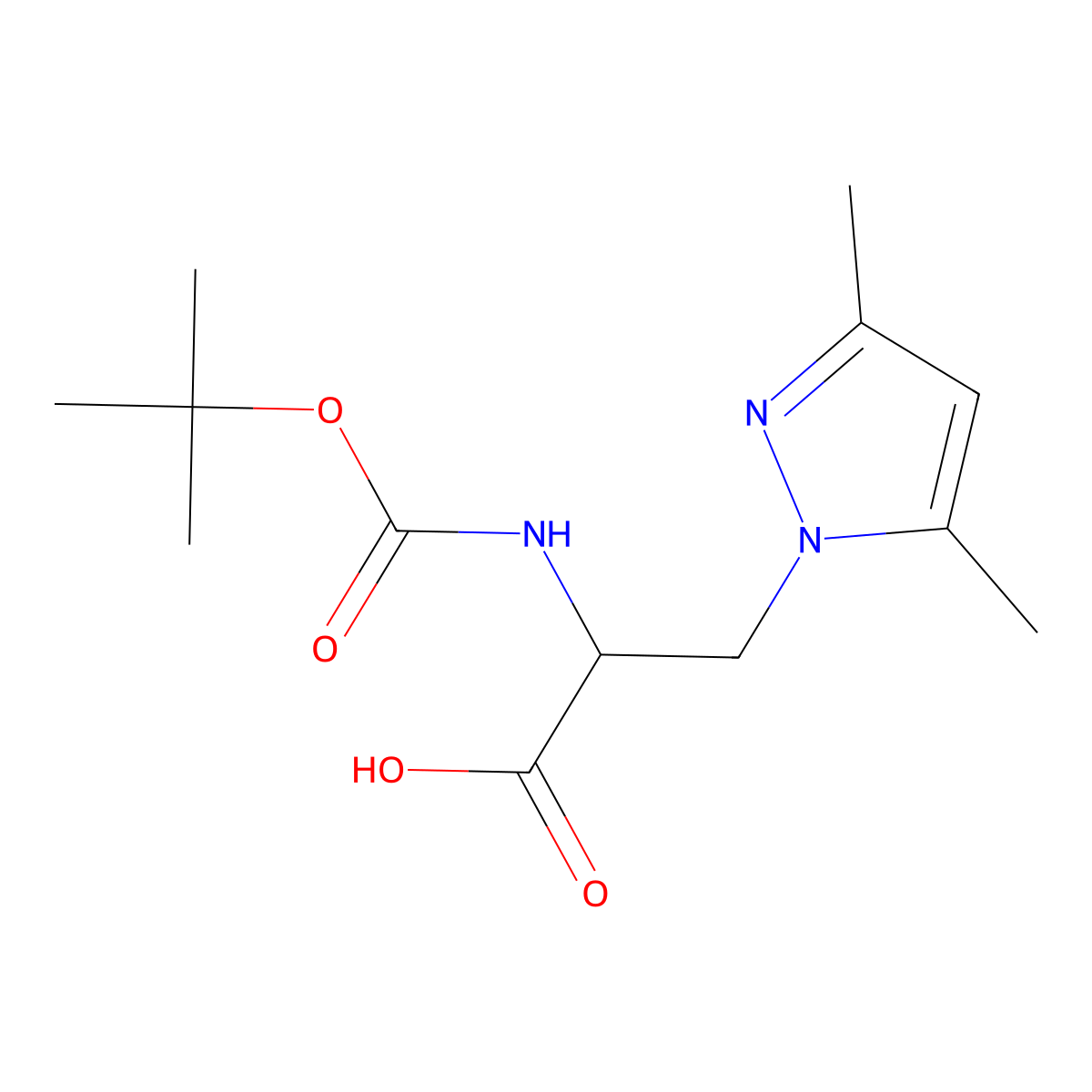 2-{[(Tert-butoxy)carbonyl]amino}-3-(3,5-dimethyl-1h-pyrazol-1-yl)propanoic acid molecular structure, CAS 1253789-68-2