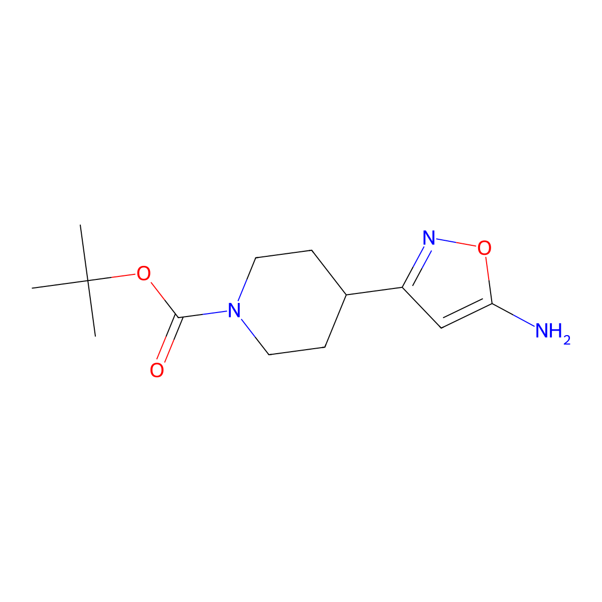 Tert-butyl 4-(5-aminoisoxazol-3-YL)piperidine-1-carboxylate molecular structure, CAS 1253789-76-2
