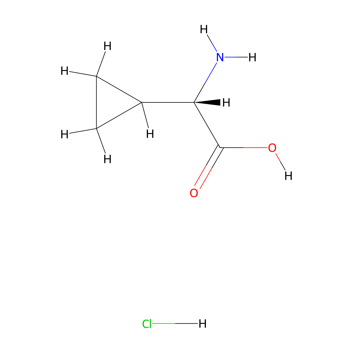 (S)-2-Amino-2-cyclopropylacetic acid hydrochloride molecular structure, CAS 1253789-79-5