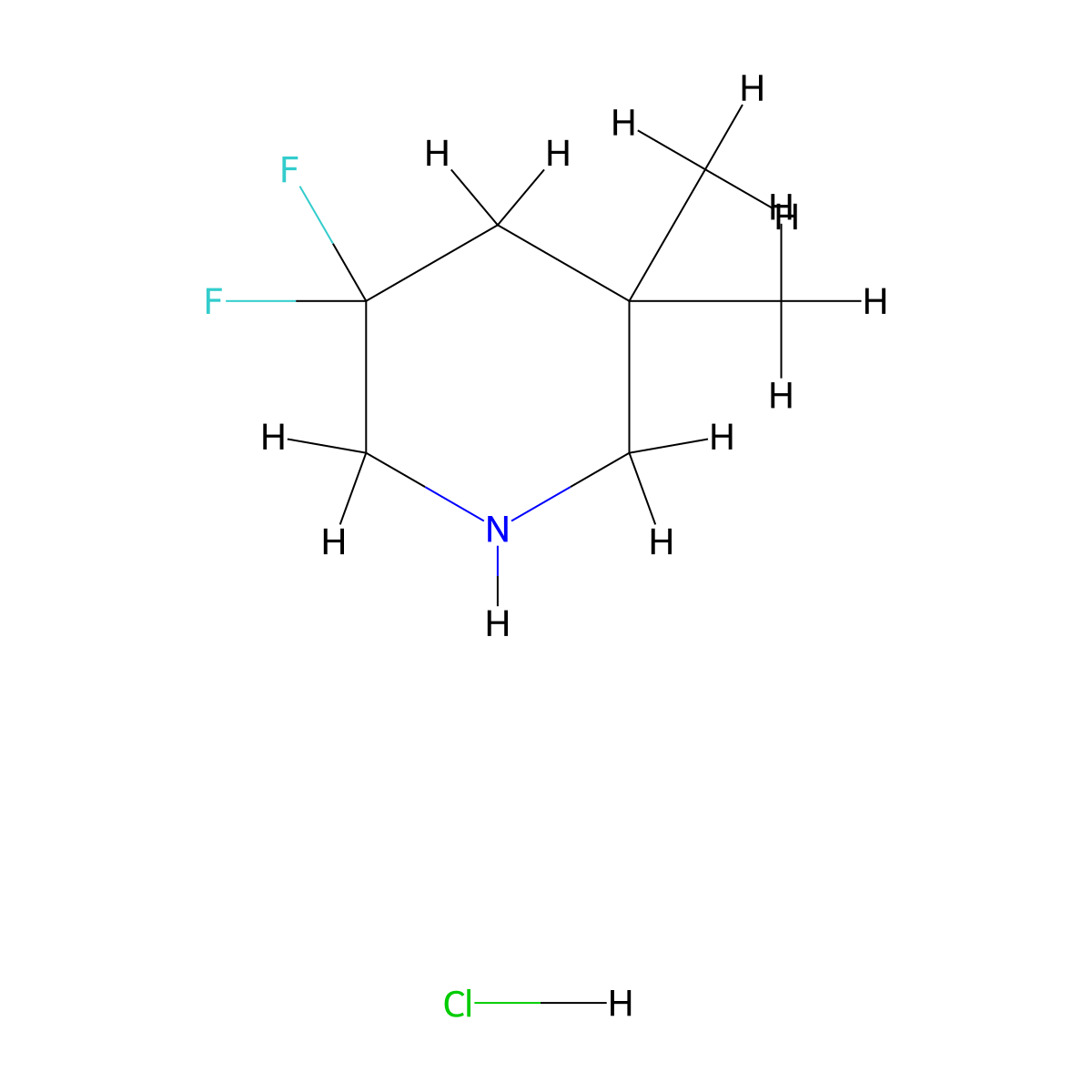 3,3-Difluoro-5,5-dimethylpiperidine hydrochloride molecular structure, CAS 1253789-82-0