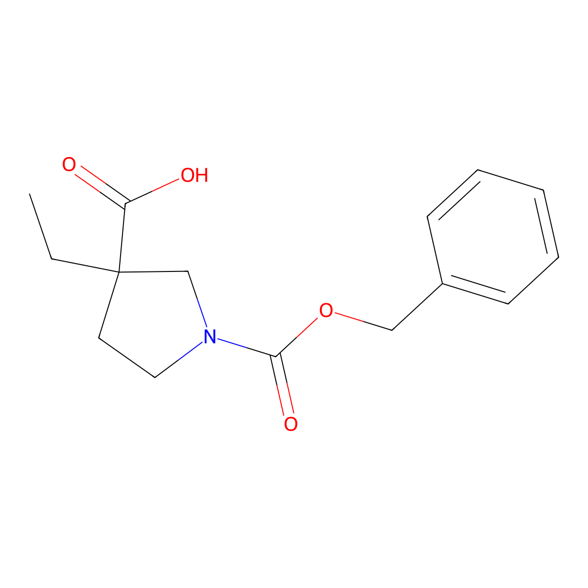 1-[(Benzyloxy)carbonyl]-3-ethylpyrrolidine-3-carboxylic acid molecular structure, CAS 1253789-87-5
