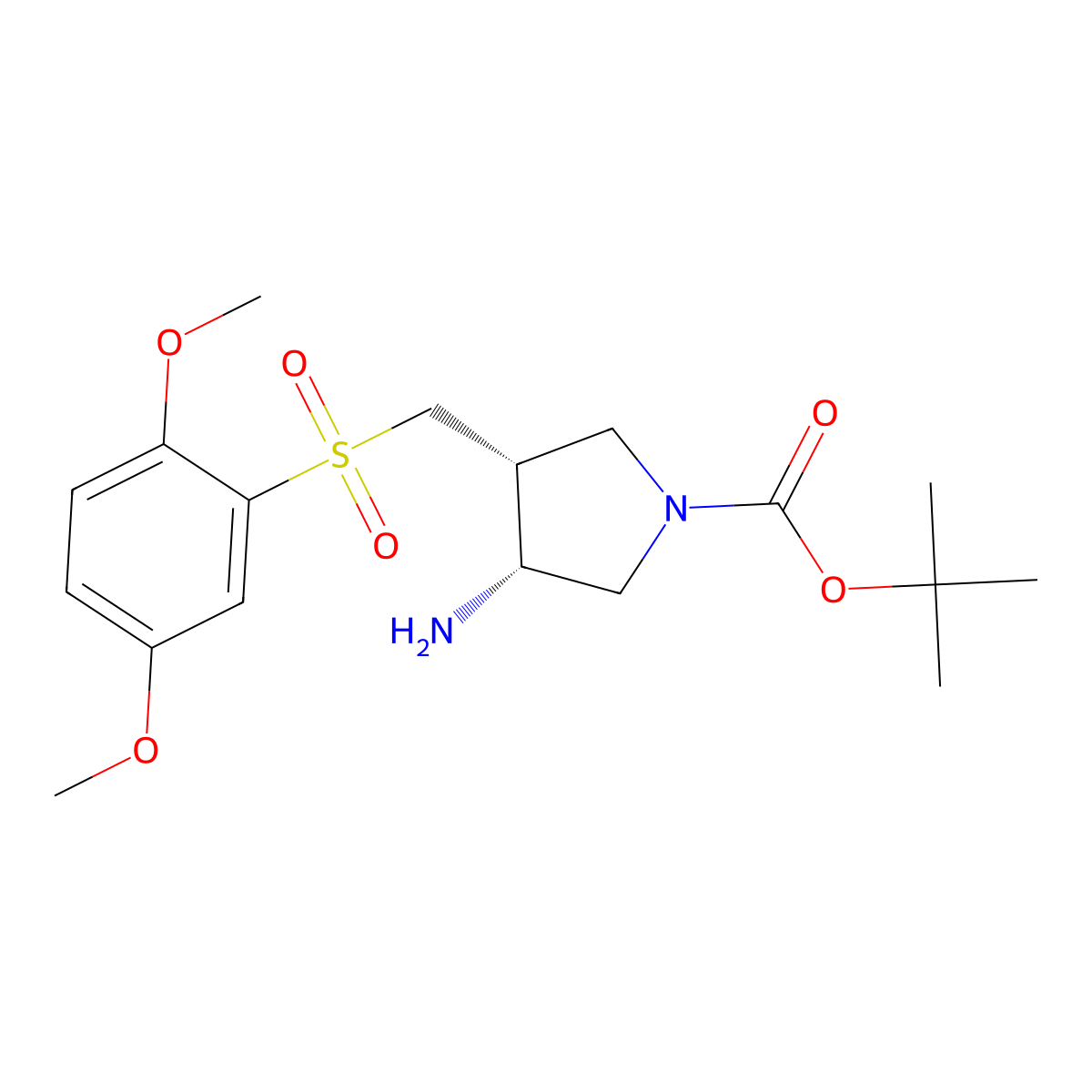 (3R,4R)-tert-butyl-3-amino-4-((2,5-dimethoxyphenylsulfonyl)methyl)pyrrolidine-1-carboxylate molecular structure, CAS 1253789-88-6