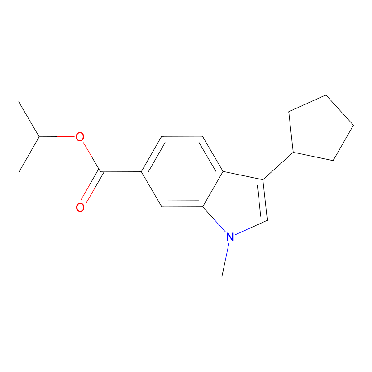 Isopropyl 3-cyclopentyl-1-methyl-1H-indole-6-carboxylate molecular structure, CAS 1253789-90-0