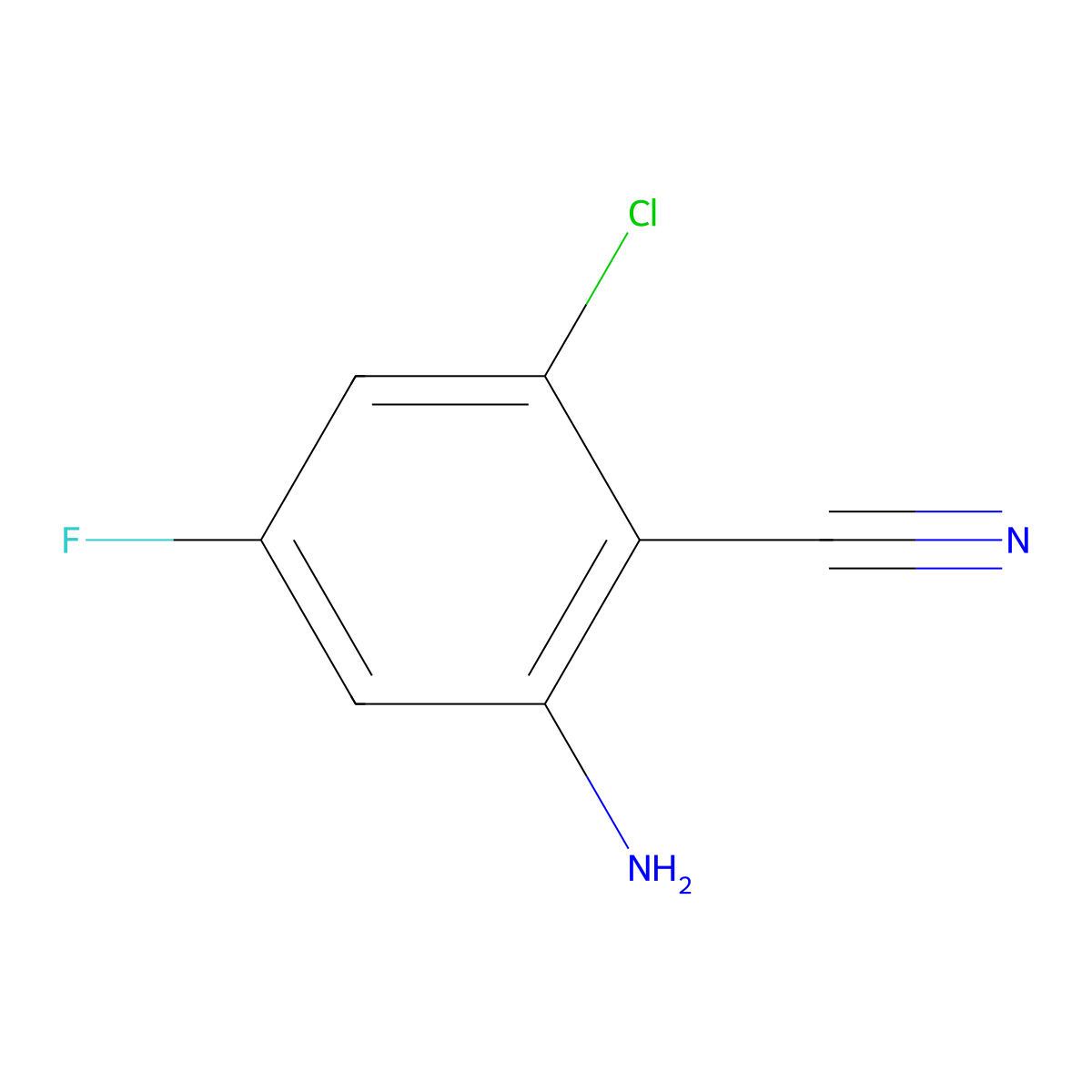2-Amino-6-chloro-4-fluorobenzonitrile molecular structure, CAS 1253789-92-2
