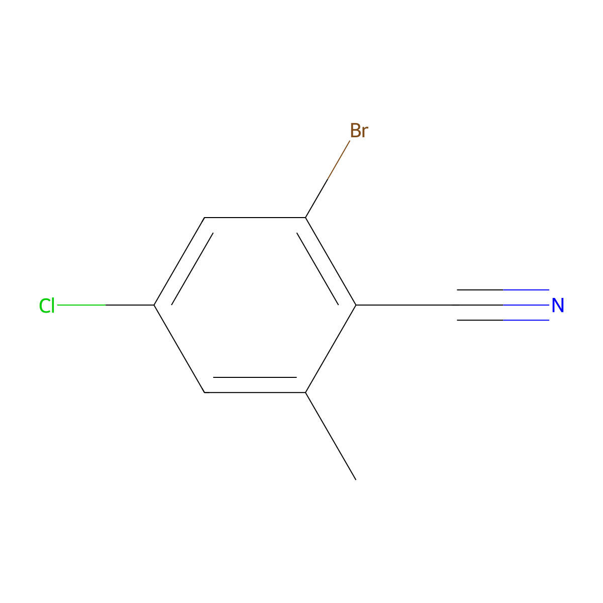 2-Bromo-4-chloro-6-methylbenzonitrile molecular structure, CAS 1253790-35-0