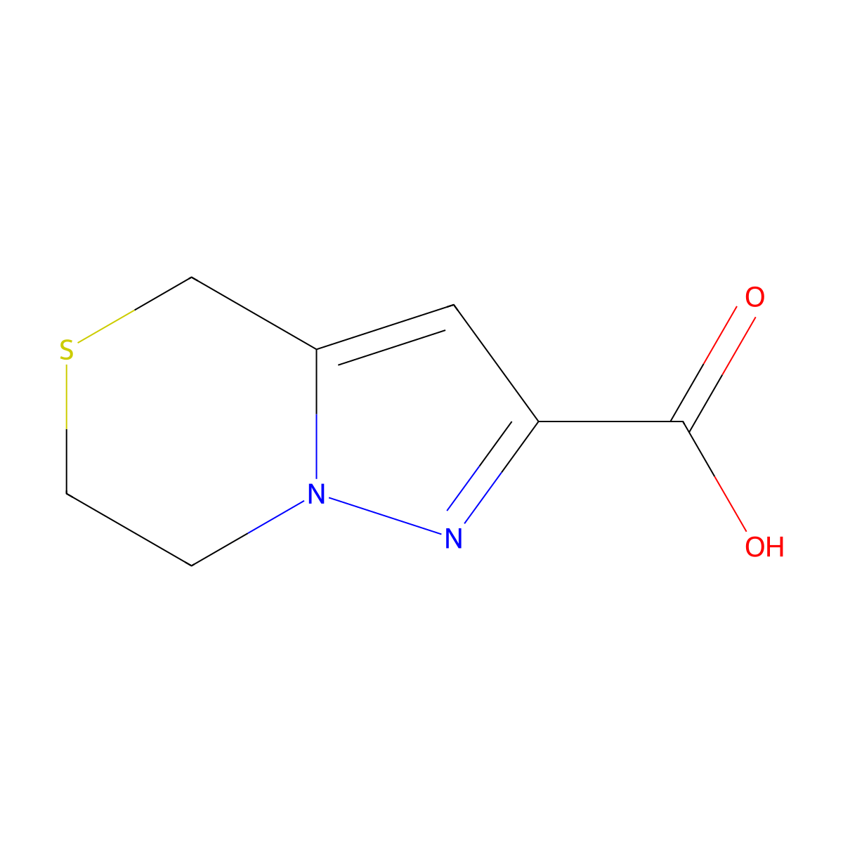 6,7-dihydro-4H-pyrazolo[5,1-c][1,4]thiazine-2-carboxylic acid molecular structure, CAS 1253790-97-4