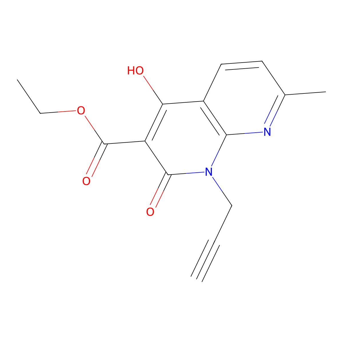 Ethyl 4-hydroxy-7-methyl-2-oxo-1-(prop-2-yn-1-yl)-1,2-dihydro-1,8-naphthyridine-3-carboxylate molecular structure, CAS 1253791-04-6