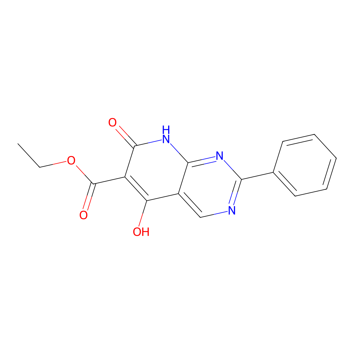 Ethyl 5-hydroxy-7-oxo-2-phenyl-7,8-dihydropyrido[2,3-D]pyrimidine-6-carboxylate molecular structure, CAS 1253791-09-1