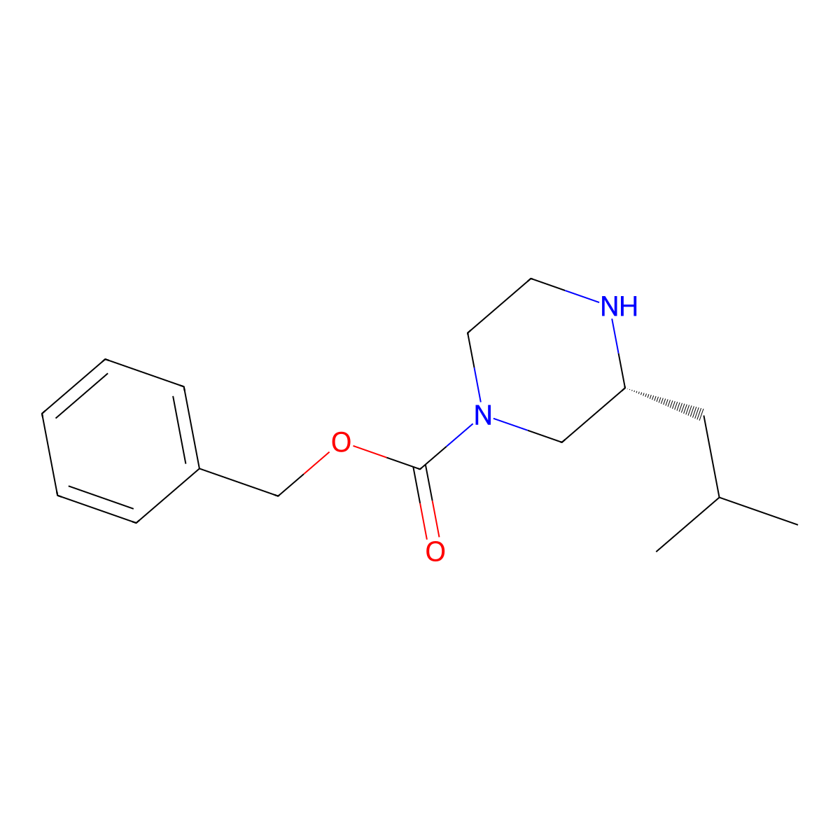 Benzyl (R)-3-isobutylpiperazine-1-carboxylate molecular structure, CAS 1253791-13-7