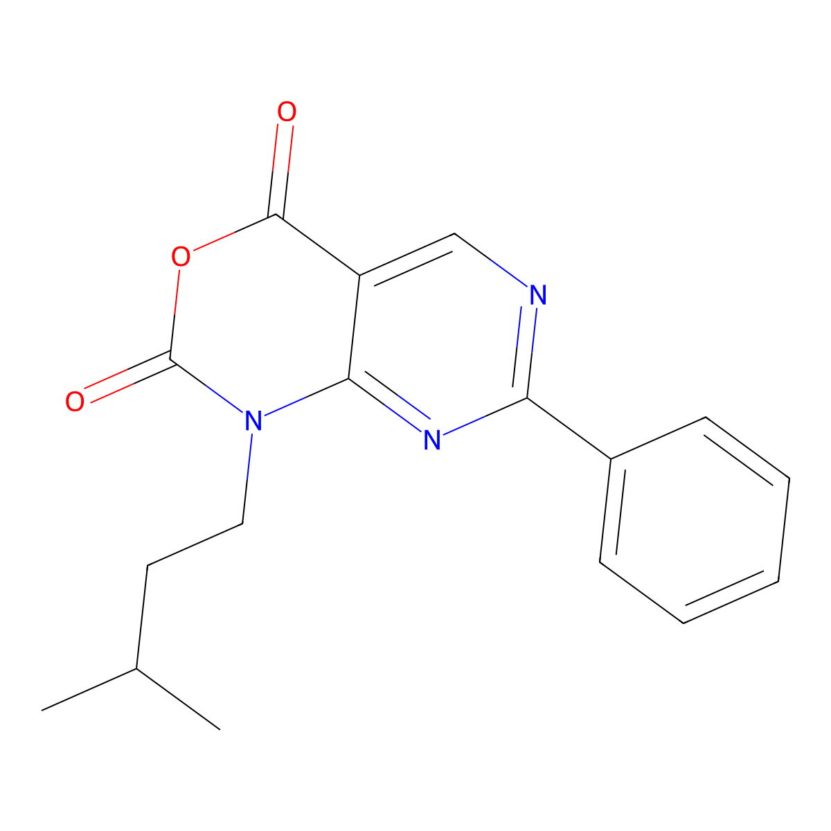 1-Isopentyl-7-phenyl-1H-pyrimido[4,5-D][1,3]oxazine-2,4-dione molecular structure, CAS 1253791-44-4