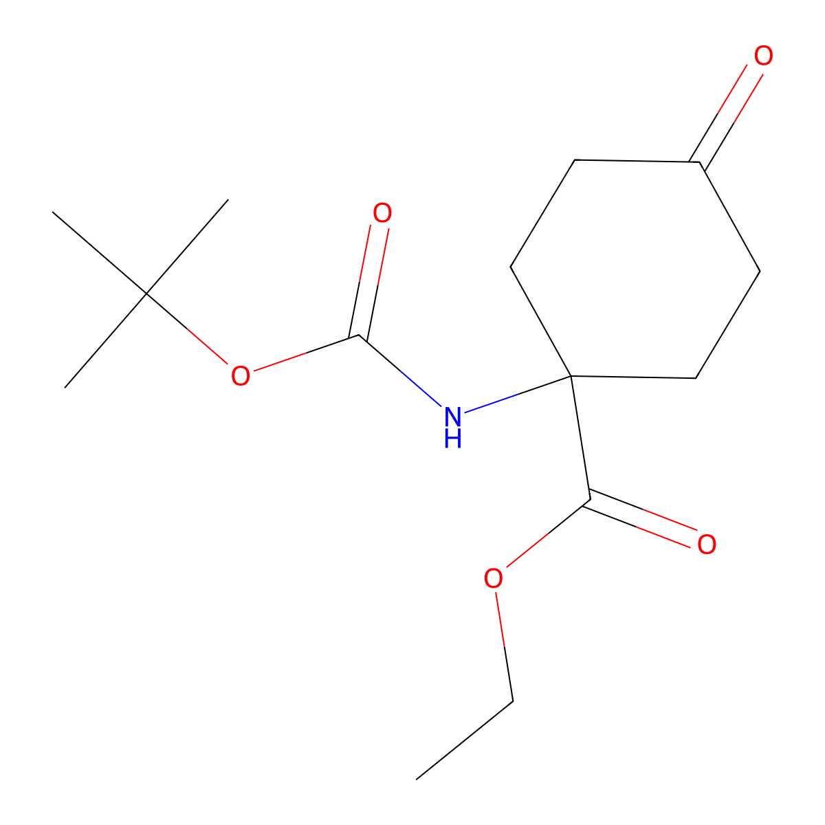 Ethyl 1-(tert-butoxycarbonylamino)-4-oxocyclohexanecarboxylate molecular structure, CAS 1253791-63-7