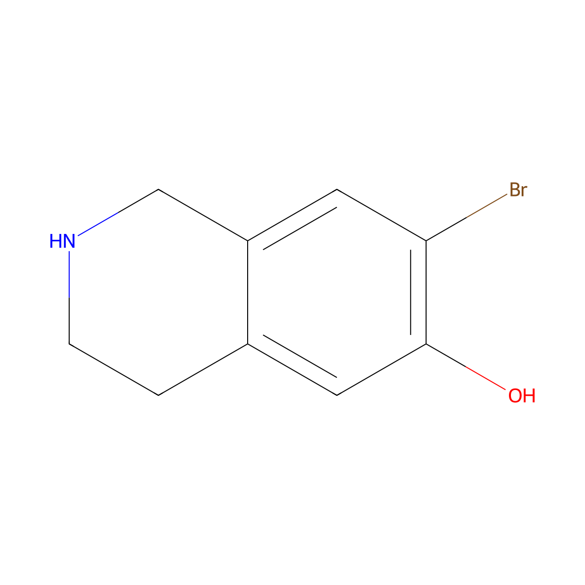 7-Bromo-1,2,3,4-tetrahydroisoquinolin-6-ol molecular structure, CAS 1253791-88-6