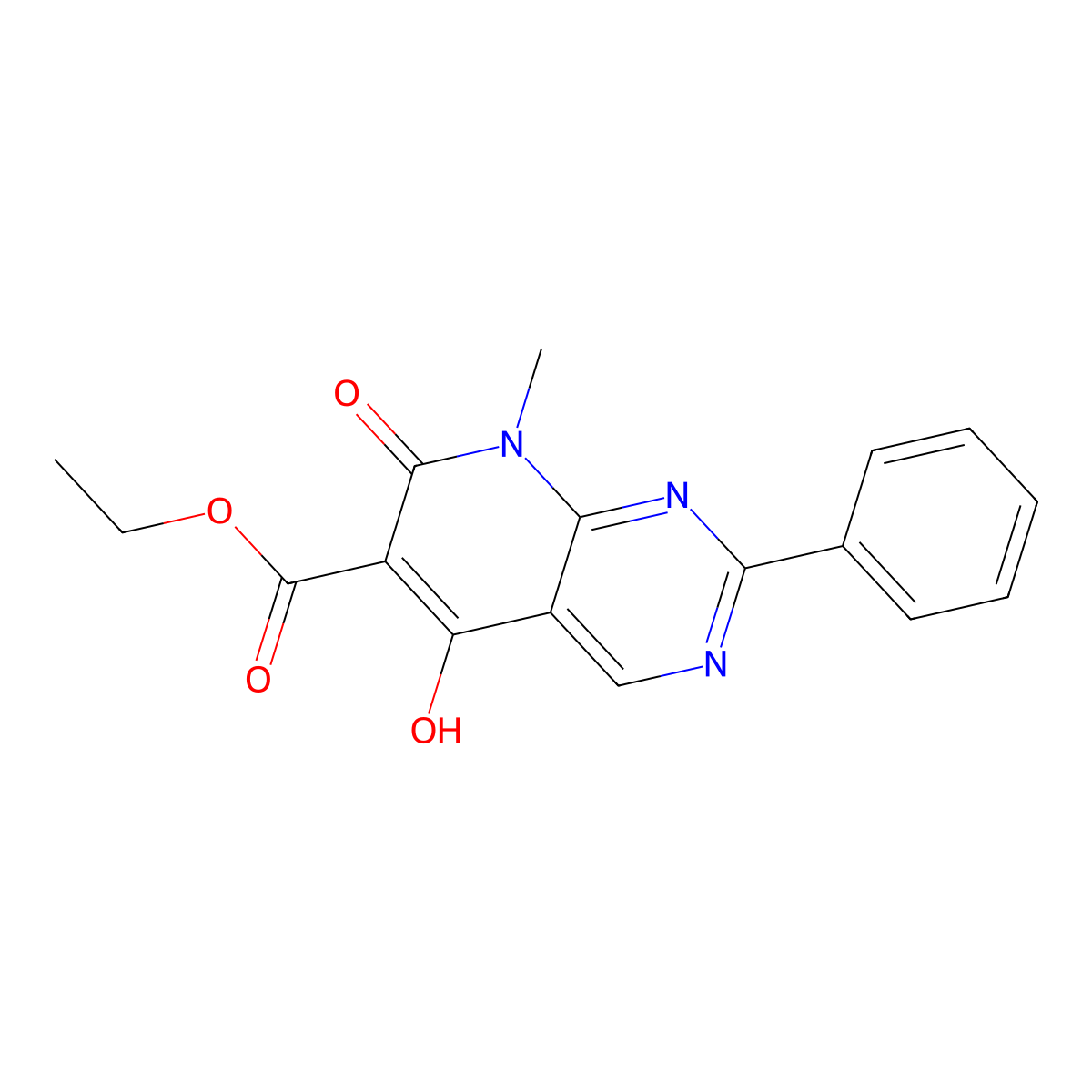 Ethyl 5-hydroxy-8-methyl-7-oxo-2-phenyl-7,8-dihydropyrido[2,3-d]pyrimidine-6-carboxylate molecular structure, CAS 1253791-89-7
