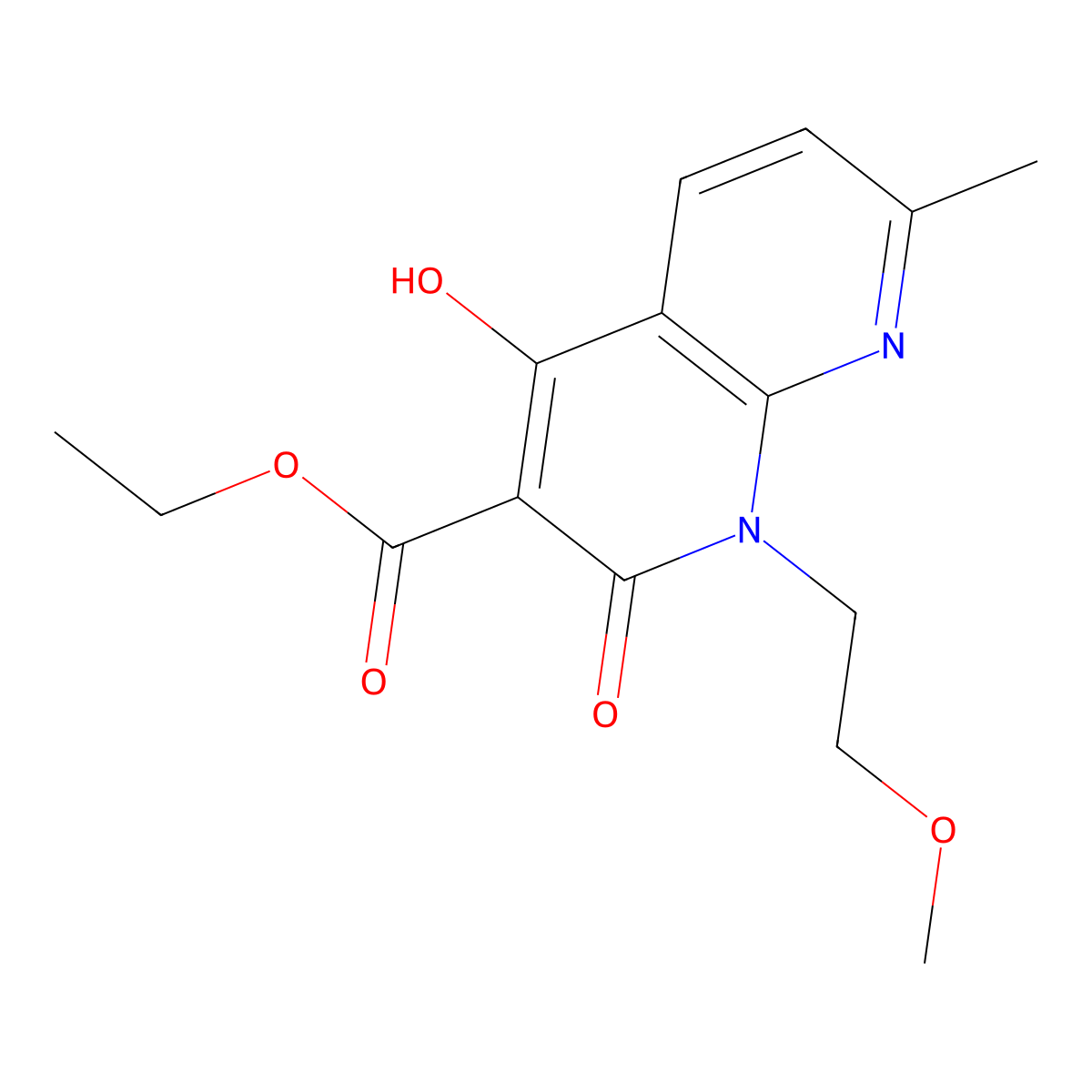 Ethyl 4-hydroxy-1-(2-methoxyethyl)-7-methyl-2-oxo-1,2-dihydro-1,8-naphthyridine-3-carboxylate molecular structure, CAS 1253791-96-6