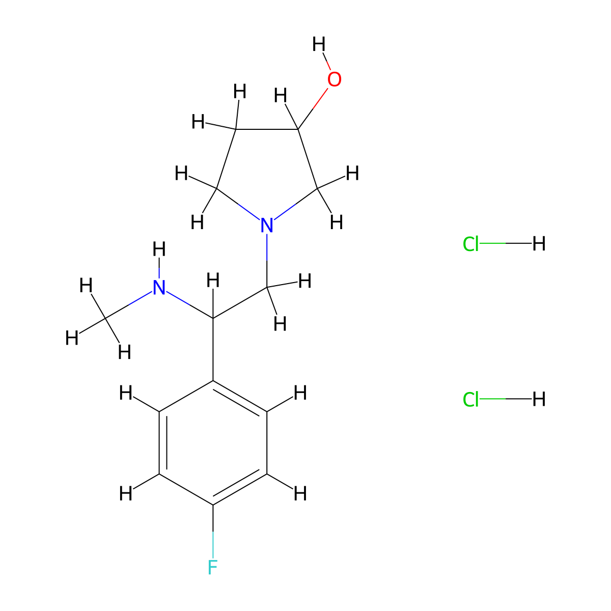 1-((S)-2-(4-Fluorophenyl)-2-(methylamino)ethyl)pyrrolidin-3-ol dihydrochloride molecular structure, CAS 1253792-19-6