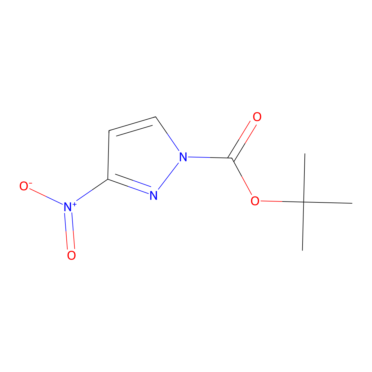 tert-Butyl 3-nitro-1H-pyrazole-1-carboxylate molecular structure, CAS 1253792-38-9