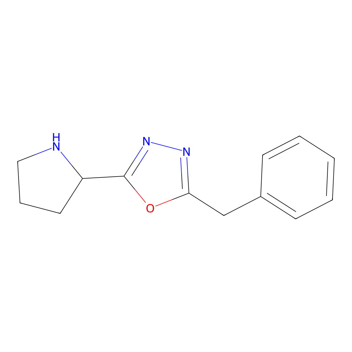 (S)-2-benzyl-5-(pyrrolidin-2-yl)-1,3,4-oxadiazole molecular structure, CAS 1253792-58-3