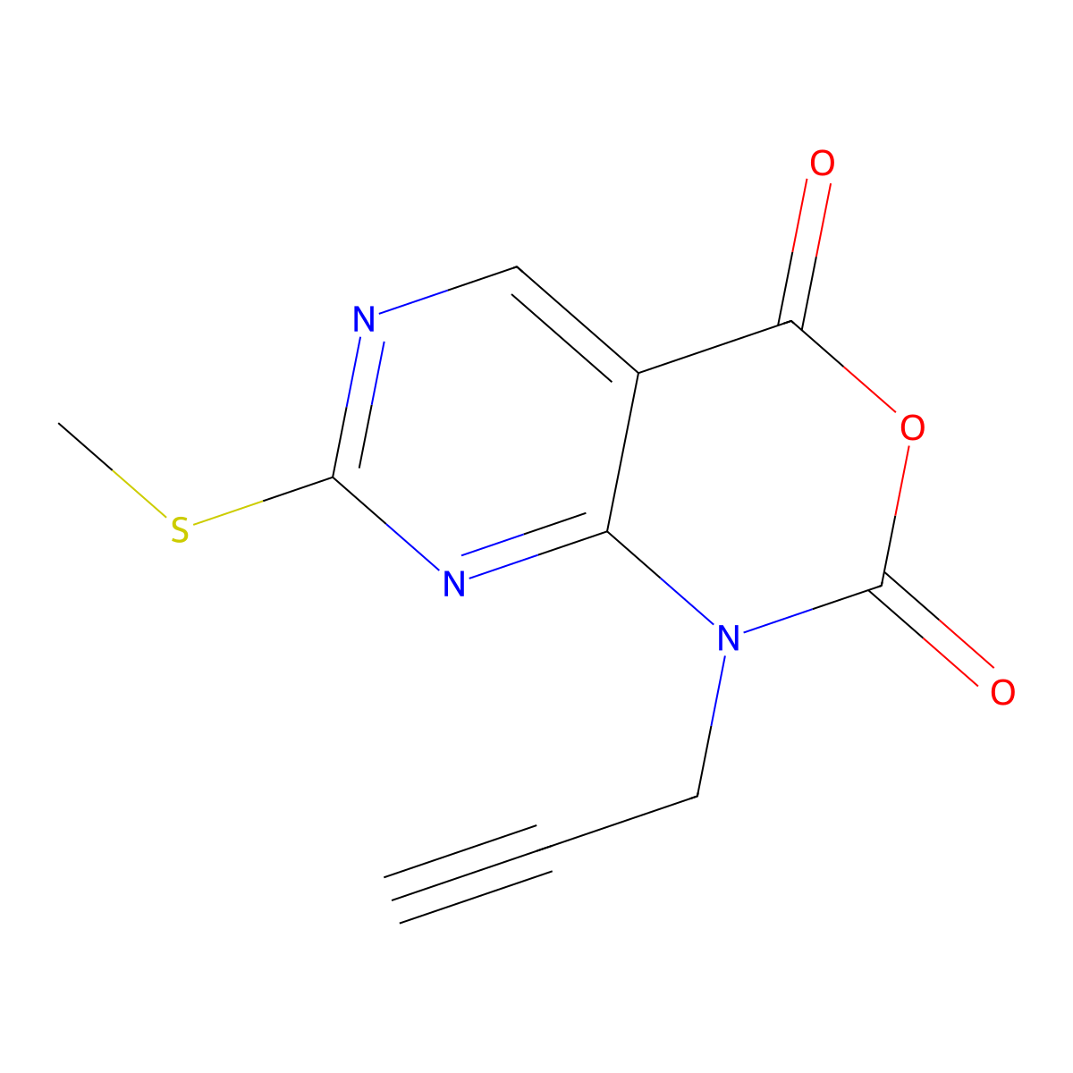 7-(Methylthio)-1-(prop-2-ynyl)-1H-pyrimido[4,5-D][1,3]oxazine-2,4-dione molecular structure, CAS 1253792-66-3