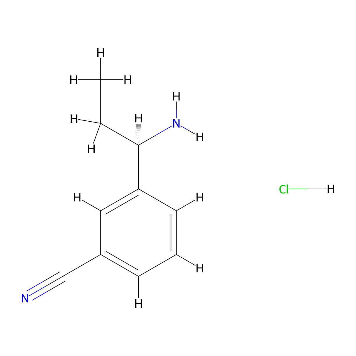 (R)-3-(1-Aminopropyl)benzonitrile hydrochloride molecular structure, CAS 1253792-93-6