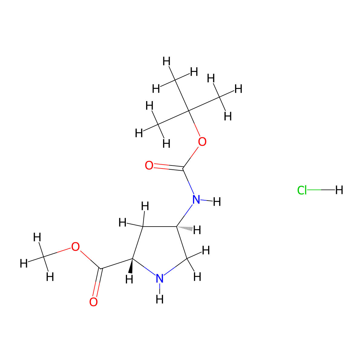 Methyl (2S,4R)-4-Boc-aminopyrrolidine-2-carboxylate hydrochloride molecular structure, CAS 1253792-94-7