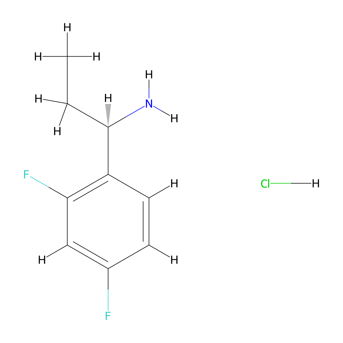 (R)-1-(2,4-DIFLUOROPHENYL)PROPAN-1-AMINE hydrochloride molecular structure, CAS 1253792-95-8