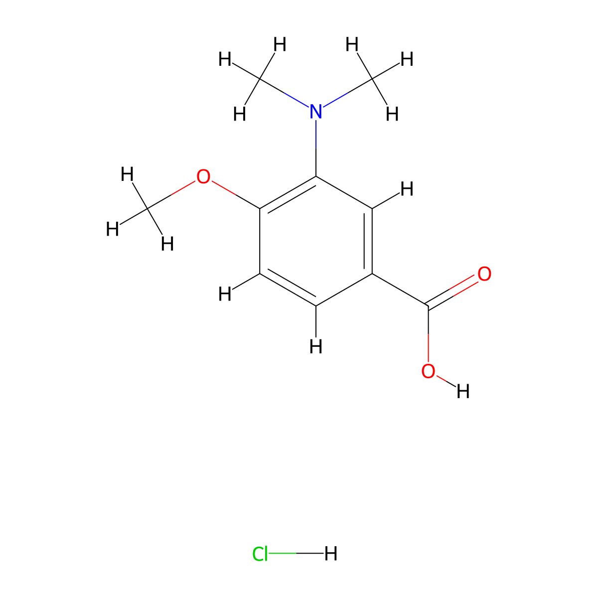 3-(Dimethylamino)-4-methoxybenzoic acid hydrochloride molecular structure, CAS 1253850-61-1