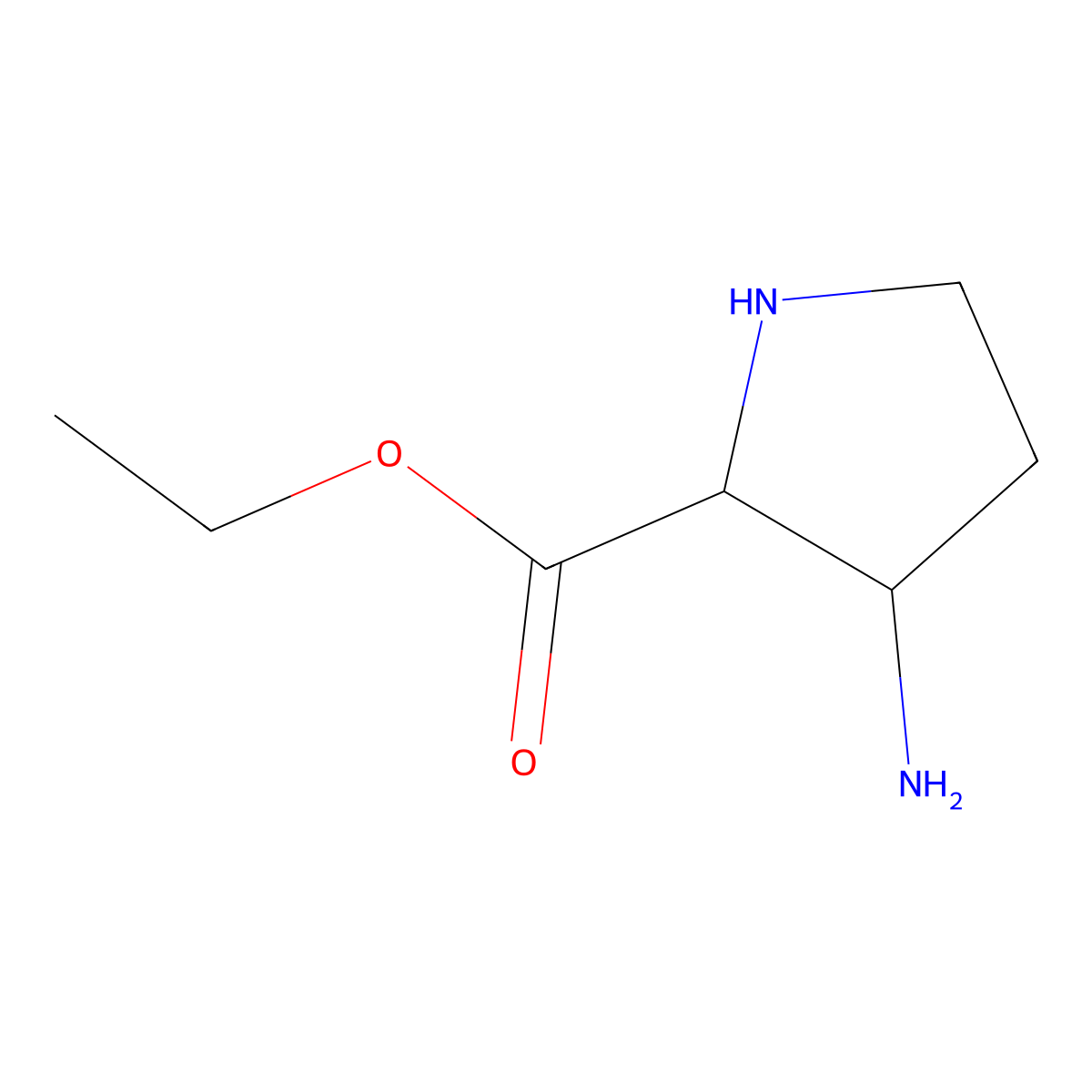 Ethyl 3-aminopyrrolidine-2-carboxylate molecular structure, CAS 1253888-73-1