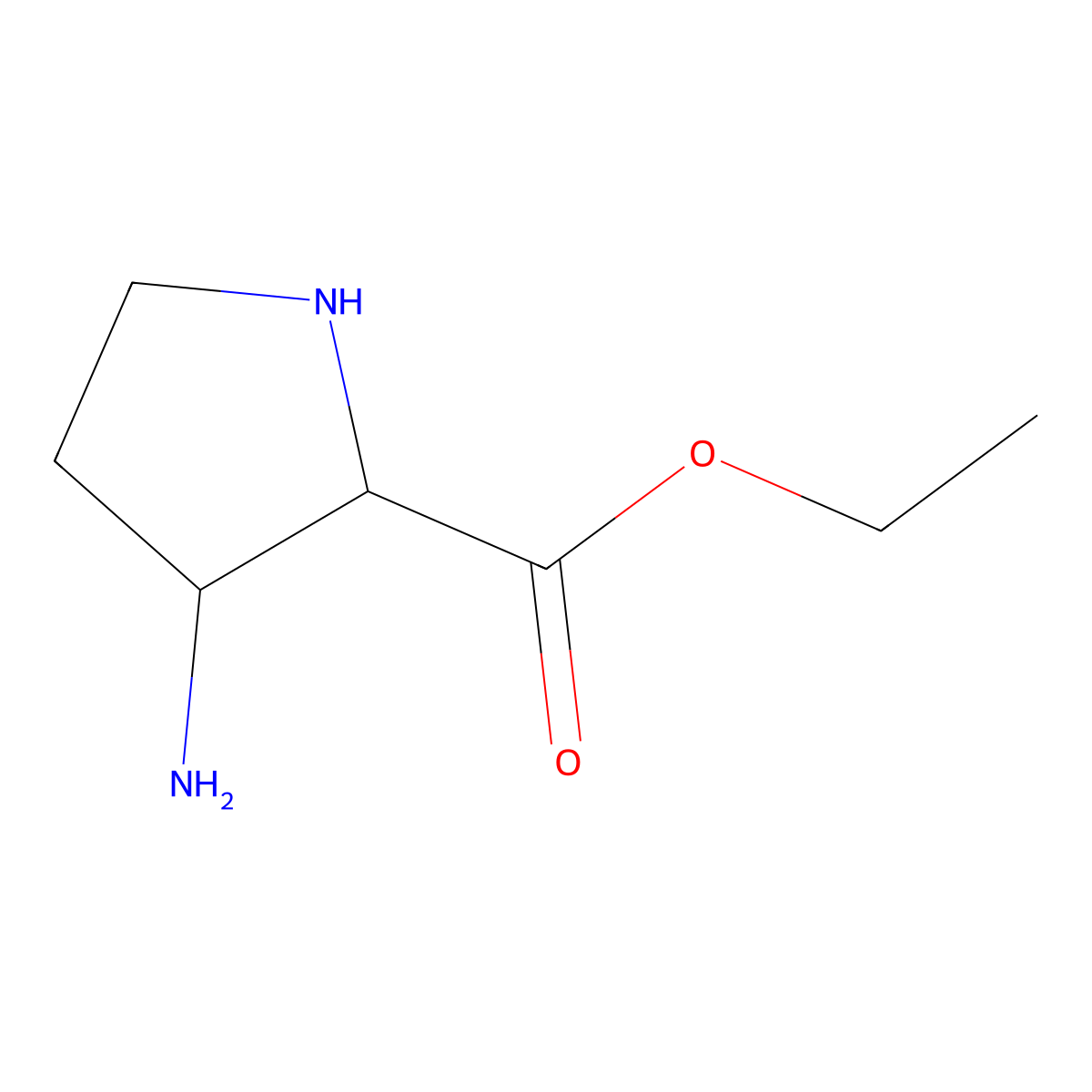 Ethyl 3-aminopyrrolidine-2-carboxylate molecular structure, CAS 1253888-73-1