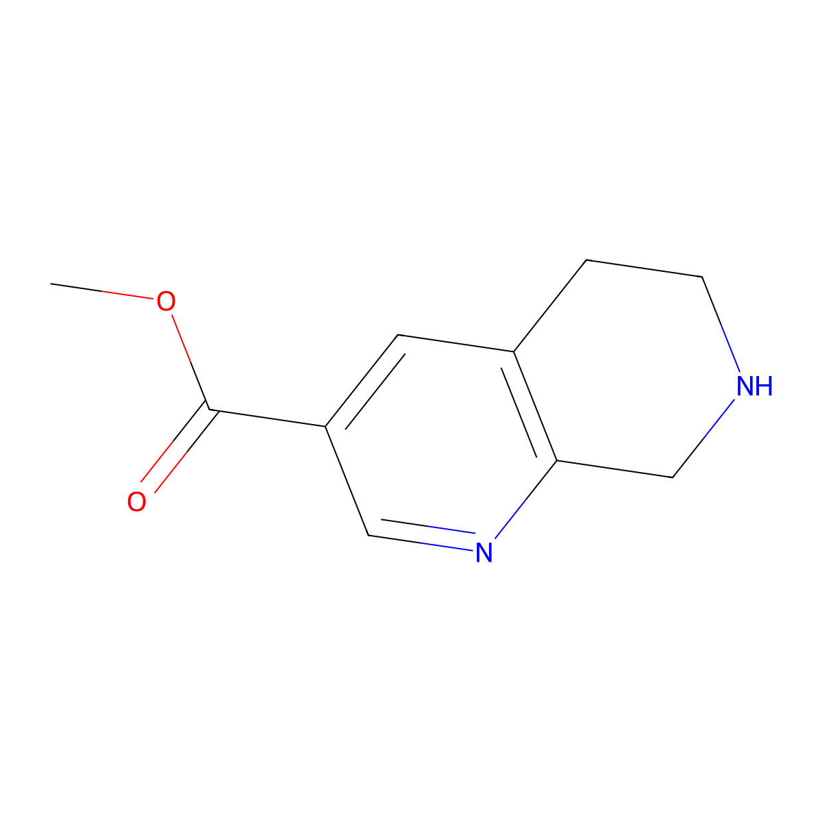 Methyl 5,6,7,8-tetrahydro-1,7-naphthyridine-3-carboxylate molecular structure, CAS 1253888-80-0